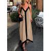 image:imagePRETTYGARDEN Womens Maxi Dress 2026 Summer Sundress V Neck Spaghetti Strap Flowy Elegant Party Dresses Beach Vacation ClothesLight Khaki