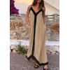 image:imagePRETTYGARDEN Womens Maxi Dress 2026 Summer Sundress V Neck Spaghetti Strap Flowy Elegant Party Dresses Beach Vacation ClothesLight Khaki