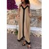 image:imagePRETTYGARDEN Womens Maxi Dress 2026 Summer Sundress V Neck Spaghetti Strap Flowy Elegant Party Dresses Beach Vacation ClothesLight Khaki