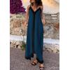 image:imagePRETTYGARDEN Womens Maxi Dress 2026 Summer Sundress V Neck Spaghetti Strap Flowy Elegant Party Dresses Beach Vacation ClothesPeacock Blue