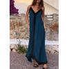 image:imagePRETTYGARDEN Womens Maxi Dress 2026 Summer Sundress V Neck Spaghetti Strap Flowy Elegant Party Dresses Beach Vacation ClothesPeacock Blue