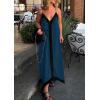 image:imagePRETTYGARDEN Womens Maxi Dress 2026 Summer Sundress V Neck Spaghetti Strap Flowy Elegant Party Dresses Beach Vacation ClothesPeacock Blue