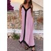 image:imagePRETTYGARDEN Womens Maxi Dress 2026 Summer Sundress V Neck Spaghetti Strap Flowy Elegant Party Dresses Beach Vacation ClothesPink Purple