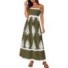image:imagePRETTYGARDEN Summer Dress for Women 2026 Floral Sundress Spaghetti Strap Flowy Beach Vacation Boho Maxi DressesArmy Green White Floral