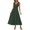 image:imagePRETTYGARDEN Summer Dresses for Women 2026 Spring Casual Sleeveless V Neck Pleated Midi Work Cocktail Wedding Guest DressArmy Green
