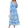 image:imagePRETTYGARDEN Womens 2026 Fall Wedding Guest Dresses Boho Floral Long Sleeve V Neck Flowy Elegant Maxi Dress Beach ClothesFloral Sky Blue Apricot