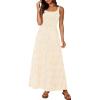 image:imagePRETTYGARDEN Womens 2026 Summer Spaghetti Strap Maxi Dresses Plaid Square Neck A Line Casual Beach Vacation Long SundressBeige