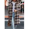 image:imagePRETTYGARDEN Womens Plaid Shacket Jacket Fall Fashion 2026 Long Sleeve Button Up Flannel Shirt Winter Clothing Woolen CoatsBrown