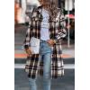 image:imagePRETTYGARDEN Womens Plaid Shacket Jacket Fall Fashion 2026 Long Sleeve Button Up Flannel Shirt Winter Clothing Woolen CoatsBrown