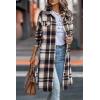 image:imagePRETTYGARDEN Womens Plaid Shacket Jacket Fall Fashion 2026 Long Sleeve Button Up Flannel Shirt Winter Clothing Woolen CoatsBrown