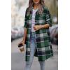 image:imagePRETTYGARDEN Womens Plaid Shacket Jacket Fall Fashion 2026 Long Sleeve Button Up Flannel Shirt Winter Clothing Woolen CoatsDark Green