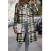 image:imagePRETTYGARDEN Womens Plaid Shacket Jacket Fall Fashion 2026 Long Sleeve Button Up Flannel Shirt Winter Clothing Woolen CoatsGreen