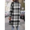 image:imagePRETTYGARDEN Womens Plaid Shacket Jacket Fall Fashion 2026 Long Sleeve Button Up Flannel Shirt Winter Clothing Woolen CoatsGrey