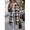 image:imagePRETTYGARDEN Womens Plaid Shacket Jacket Fall Fashion 2026 Long Sleeve Button Up Flannel Shirt Winter Clothing Woolen CoatsKhaki