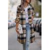 image:imagePRETTYGARDEN Womens Plaid Shacket Jacket Fall Fashion 2026 Long Sleeve Button Up Flannel Shirt Winter Clothing Woolen CoatsKhaki