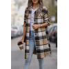 image:imagePRETTYGARDEN Womens Plaid Shacket Jacket Fall Fashion 2026 Long Sleeve Button Up Flannel Shirt Winter Clothing Woolen CoatsKhaki