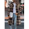 image:imagePRETTYGARDEN Womens Plaid Shacket Jacket Fall Fashion 2026 Long Sleeve Button Up Flannel Shirt Winter Clothing Woolen CoatsNavy