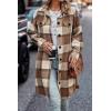 image:imagePRETTYGARDEN Womens Plaid Shacket Jacket Fall Fashion 2026 Long Sleeve Button Up Flannel Shirt Winter Clothing Woolen CoatsPlaid Brown