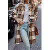 image:imagePRETTYGARDEN Womens Plaid Shacket Jacket Fall Fashion 2026 Long Sleeve Button Up Flannel Shirt Winter Clothing Woolen CoatsPlaid Brown
