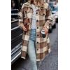 image:imagePRETTYGARDEN Womens Plaid Shacket Jacket Fall Fashion 2026 Long Sleeve Button Up Flannel Shirt Winter Clothing Woolen CoatsPlaid Brown