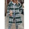 image:imagePRETTYGARDEN Womens Plaid Shacket Jacket Fall Fashion 2026 Long Sleeve Button Up Flannel Shirt Winter Clothing Woolen CoatsPlaid Dark Green