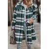image:imagePRETTYGARDEN Womens Plaid Shacket Jacket Fall Fashion 2026 Long Sleeve Button Up Flannel Shirt Winter Clothing Woolen CoatsPlaid Dark Green