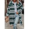 image:imagePRETTYGARDEN Womens Plaid Shacket Jacket Fall Fashion 2026 Long Sleeve Button Up Flannel Shirt Winter Clothing Woolen CoatsPlaid Dark Green