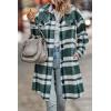 image:imagePRETTYGARDEN Womens Plaid Shacket Jacket Fall Fashion 2026 Long Sleeve Button Up Flannel Shirt Winter Clothing Woolen CoatsPlaid Dark Green