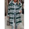 image:imagePRETTYGARDEN Womens Plaid Shacket Jacket Fall Fashion 2026 Long Sleeve Button Up Flannel Shirt Winter Clothing Woolen CoatsPlaid Dark Green