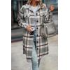 image:imagePRETTYGARDEN Womens Plaid Shacket Jacket Fall Fashion 2026 Long Sleeve Button Up Flannel Shirt Winter Clothing Woolen CoatsPlaid Grey