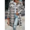 image:imagePRETTYGARDEN Womens Plaid Shacket Jacket Fall Fashion 2026 Long Sleeve Button Up Flannel Shirt Winter Clothing Woolen CoatsPlaid Grey