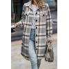 image:imagePRETTYGARDEN Womens Plaid Shacket Jacket Fall Fashion 2026 Long Sleeve Button Up Flannel Shirt Winter Clothing Woolen CoatsPlaid Grey