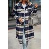 image:imagePRETTYGARDEN Womens Plaid Shacket Jacket Fall Fashion 2026 Long Sleeve Button Up Flannel Shirt Winter Clothing Woolen CoatsPlaid Navy