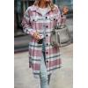 image:imagePRETTYGARDEN Womens Plaid Shacket Jacket Fall Fashion 2026 Long Sleeve Button Up Flannel Shirt Winter Clothing Woolen CoatsPlaid Pink
