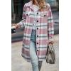 image:imagePRETTYGARDEN Womens Plaid Shacket Jacket Fall Fashion 2026 Long Sleeve Button Up Flannel Shirt Winter Clothing Woolen CoatsPlaid Pink