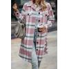 image:imagePRETTYGARDEN Womens Plaid Shacket Jacket Fall Fashion 2026 Long Sleeve Button Up Flannel Shirt Winter Clothing Woolen CoatsPlaid Pink