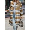 image:imagePRETTYGARDEN Womens Plaid Shacket Jacket Fall Fashion 2026 Long Sleeve Button Up Flannel Shirt Winter Clothing Woolen CoatsPlaid Yellow