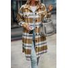 image:imagePRETTYGARDEN Womens Plaid Shacket Jacket Fall Fashion 2026 Long Sleeve Button Up Flannel Shirt Winter Clothing Woolen CoatsPlaid Yellow