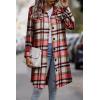 image:imagePRETTYGARDEN Womens Plaid Shacket Jacket Fall Fashion 2026 Long Sleeve Button Up Flannel Shirt Winter Clothing Woolen CoatsRed