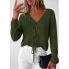 image:imagePRETTYGARDEN Womens Tie Front Cardigan 2026 Summer Boho Crochet Knit Cover Up Beach Vacation Hollow Out Lightweight TopsArmy Green