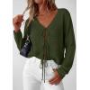 image:imagePRETTYGARDEN Womens Tie Front Cardigan 2026 Summer Boho Crochet Knit Cover Up Beach Vacation Hollow Out Lightweight TopsArmy Green