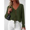 image:imagePRETTYGARDEN Womens Tie Front Cardigan 2026 Summer Boho Crochet Knit Cover Up Beach Vacation Hollow Out Lightweight TopsArmy Green