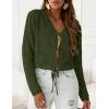 image:imagePRETTYGARDEN Womens Tie Front Cardigan 2026 Summer Boho Crochet Knit Cover Up Beach Vacation Hollow Out Lightweight TopsArmy Green