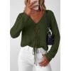 image:imagePRETTYGARDEN Womens Tie Front Cardigan 2026 Summer Boho Crochet Knit Cover Up Beach Vacation Hollow Out Lightweight TopsArmy Green
