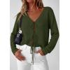 image:imagePRETTYGARDEN Womens Tie Front Cardigan 2026 Summer Boho Crochet Knit Cover Up Beach Vacation Hollow Out Lightweight TopsArmy Green
