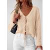 image:imagePRETTYGARDEN Womens Tie Front Cardigan 2026 Summer Boho Crochet Knit Cover Up Beach Vacation Hollow Out Lightweight TopsBeige