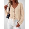 image:imagePRETTYGARDEN Womens Tie Front Cardigan 2026 Summer Boho Crochet Knit Cover Up Beach Vacation Hollow Out Lightweight TopsBeige