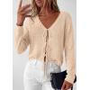 image:imagePRETTYGARDEN Womens Tie Front Cardigan 2026 Summer Boho Crochet Knit Cover Up Beach Vacation Hollow Out Lightweight TopsBeige