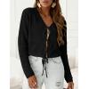 image:imagePRETTYGARDEN Womens Tie Front Cardigan 2026 Summer Boho Crochet Knit Cover Up Beach Vacation Hollow Out Lightweight TopsBlack
