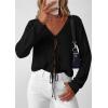 image:imagePRETTYGARDEN Womens Tie Front Cardigan 2026 Summer Boho Crochet Knit Cover Up Beach Vacation Hollow Out Lightweight TopsBlack